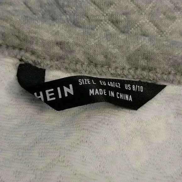 Grey Quilted Crop Top Pullover Sweatshirt - L - Picture 9 of 9